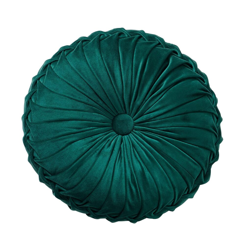 1207 Round Throw Pillow Round Velvet Pillow Pleated Round Filled Pillow